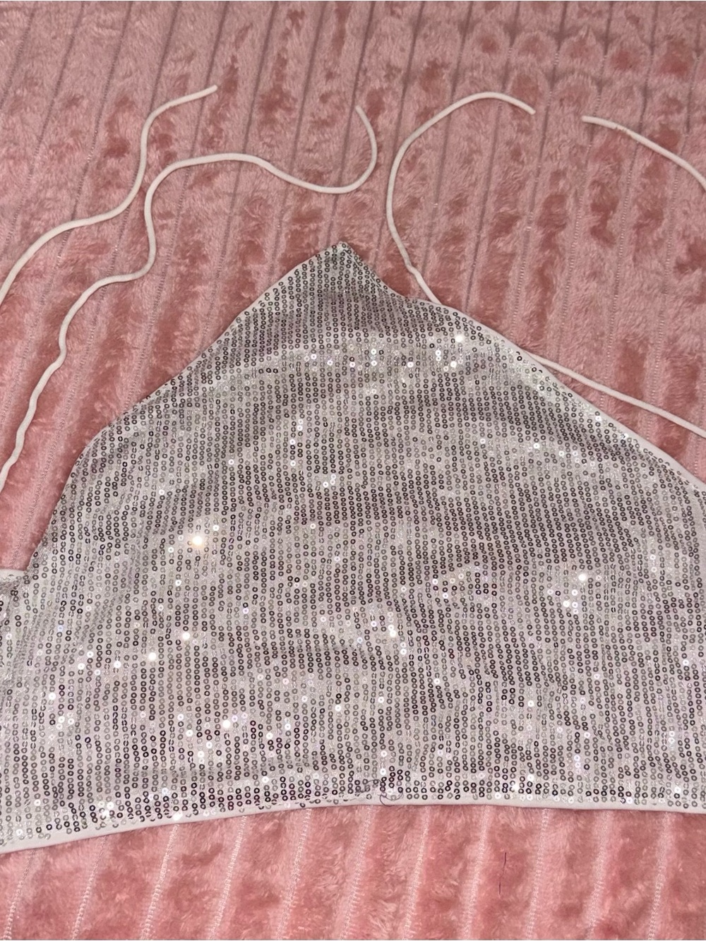 Silver Sequin Halter Camisole Top